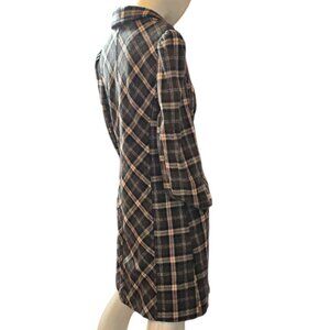 VIA / VICTORIA SECRET Grey Plaid Belted Wool Coat SZ Small